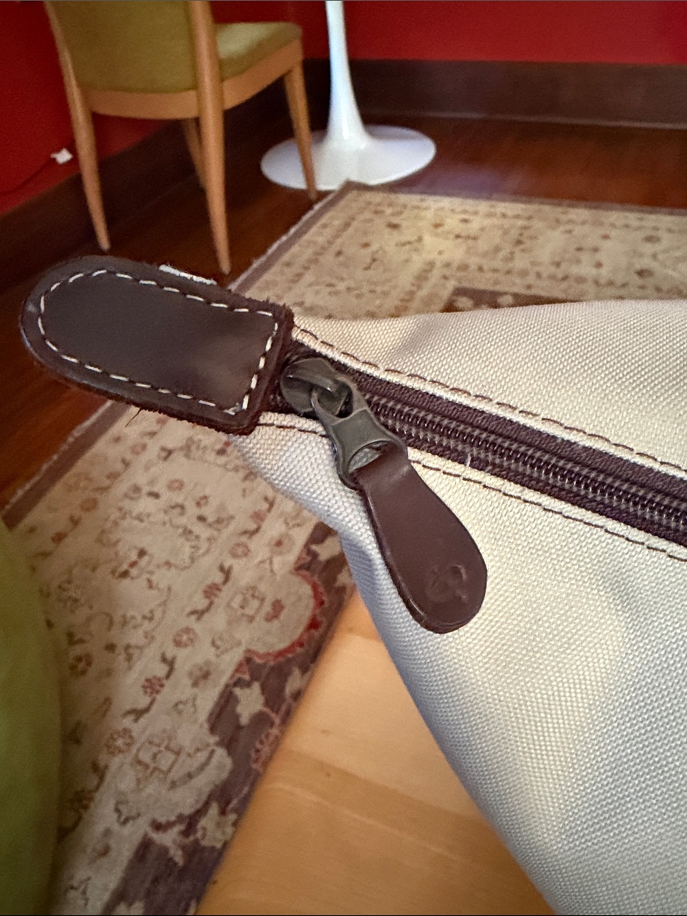 El Portezuelo Canvas Tote with Brown Leather Trim - Longchamp Style - Picture 3 of 15
